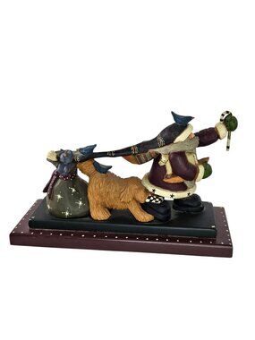 Williraye Studio Santa Figurine WW2283 With Dog & Bluebirds Christmas Decor